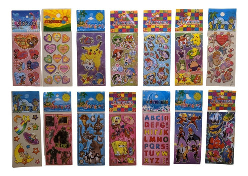 Kit 200 Cartelas Adesivo Infantil Sticker - Temas Variados