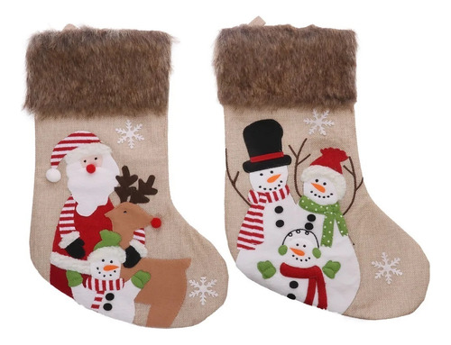 2 Piezas Calcetines Navideños Bordados Tridimensionales