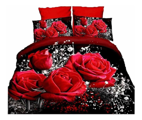 3d Ropa De Cama Sets Home Textile Caliente Rojo Rose Pattern