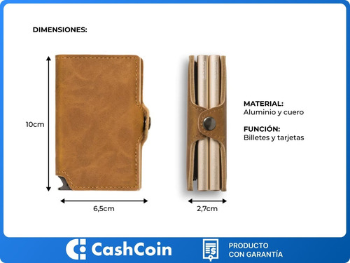 Imagen 6 de 10 de Billetera Walla Wallets Vintage Light Pardo Doble Cuero Rfid