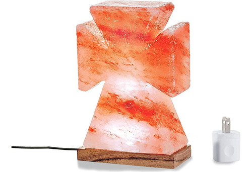 Lámpara Auténtica De Himalayan Pink Salt Rock Cross Con...