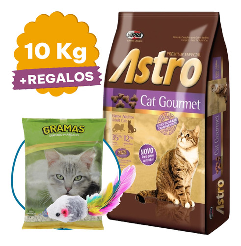 Comida Astro Cat Gourmet Gato Adulto 10 Kg + Regalo + Envío