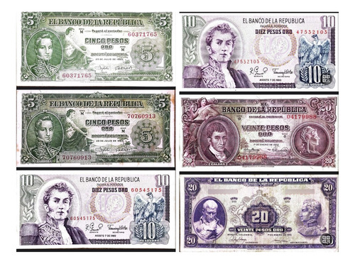 Billetes Antiguos Pesos De Oro Colección Colombia
