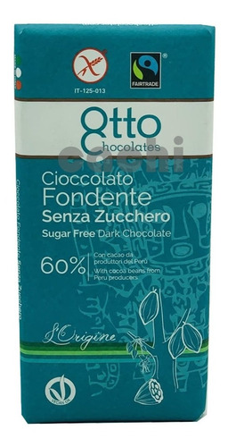 Chocolate Orgánico Sin Glúten 100gr Sin Azúcar Cacao 60%