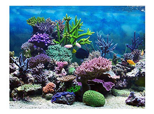 Fondo Acuario Adhesivo Pvc Submarino Coral, Varias Medidas