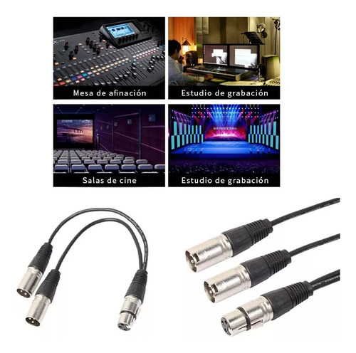 Cable Y Adaptador Xlr Hembra A 2 Xlr Doble Pines Macho