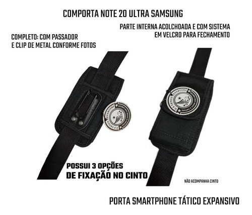 Imagem 3 de 8 de Porta Celular Smartphone Tático Policial Para Cinto Completo