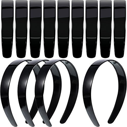 Diademas de pl/ástico negro para ni/ñas y mujeres sin dientes 20 unidades lisos de pl/ástico