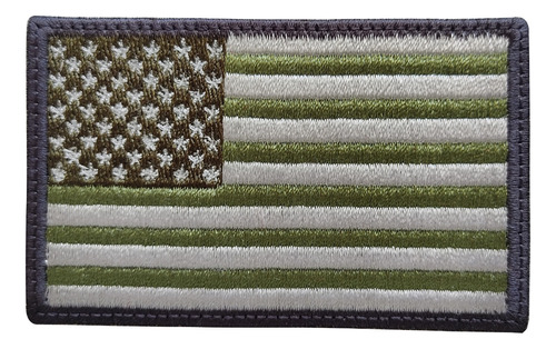 Bandera Usa Estados Unidos Militar Blanco Con Verde 8x5 Cms