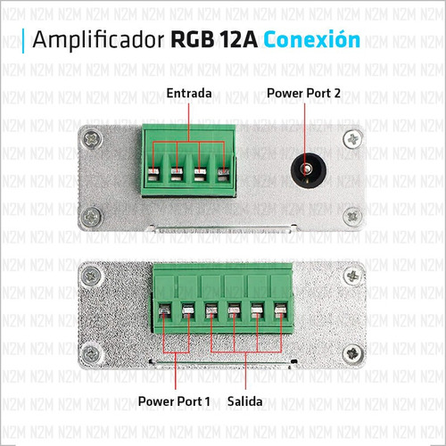 Imagen 3 de 10 de Amplificador Led 12a Tira 5630 5050 3528 2835 Rgb 12-24v
