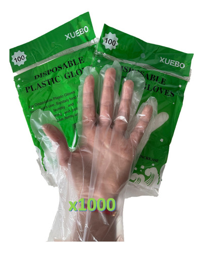 Guantes Plásticos Desechables Manipulación Alimentos X1000 U Color Transparente