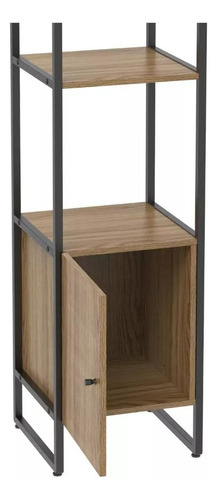 Estante Com 1 Porta Voss 40 Cm - Freijó C/ Preto Fosco Cor Preto/freijó