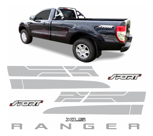 Kit Adesivo Faixas Laterais Ford Ranger Sport Xls 2015