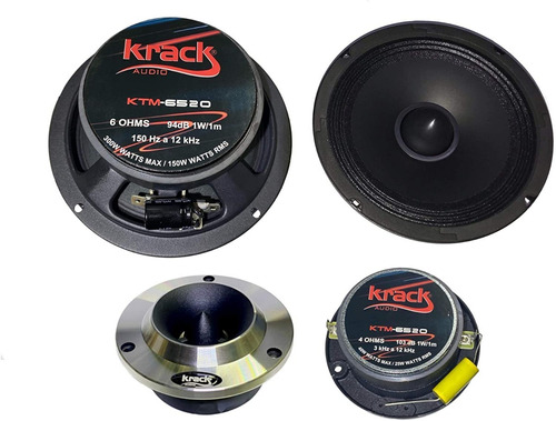 Set De Medios 6.5 Pul 300w 4 Ohm Tweeter Bala Krack Ktm-6520