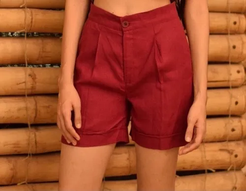 Short mujer lino doblez - TRICOT