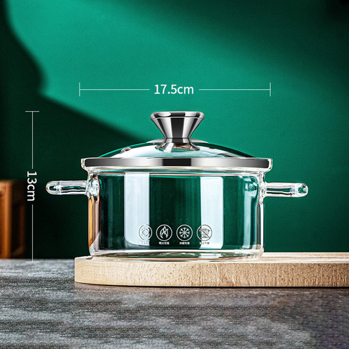 Olla De Vidrio Para Estufa Con Tapa, Utensilios De 1.3l