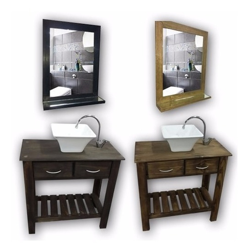 Imagen 4 de 8 de Combo Set Bacha Loza Cuadrada Griferia Vanitory Baño 55cm !!