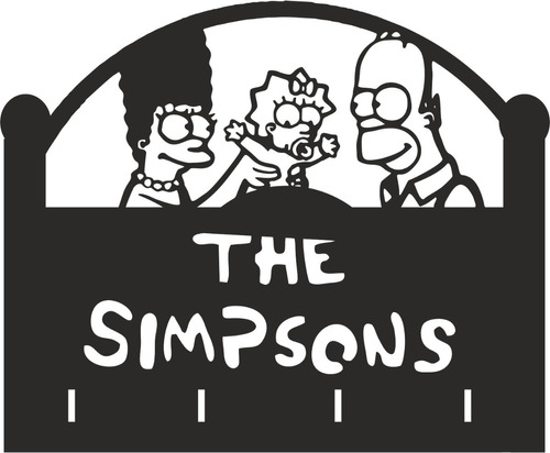Portallaves/ Llavero /barbijo Simpsons Madera Negro
