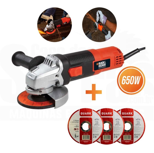 Esmerilhadeira Angular 4.1/2 G650 Black Decker + Discos