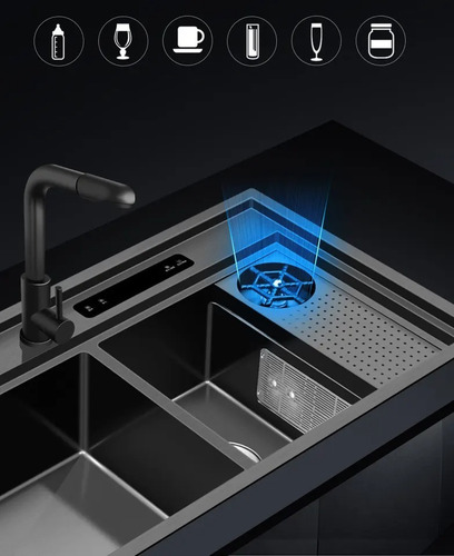 Imagen 3 de 10 de Bacha De Cocina Super Wide Blacksteel Ultrasonica