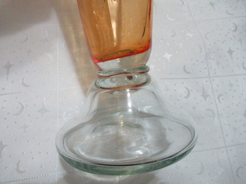 Par Floreros Cristal Veneciano Naranja Soplado Artesanales (Usado)