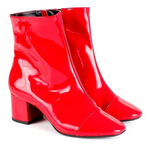 Bota de cheap verniz vermelha