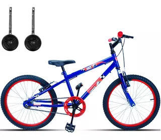 Bicicleta  infantil infantil Forss Race aro 20 freios v-brakes cor azul com rodas de treinamento