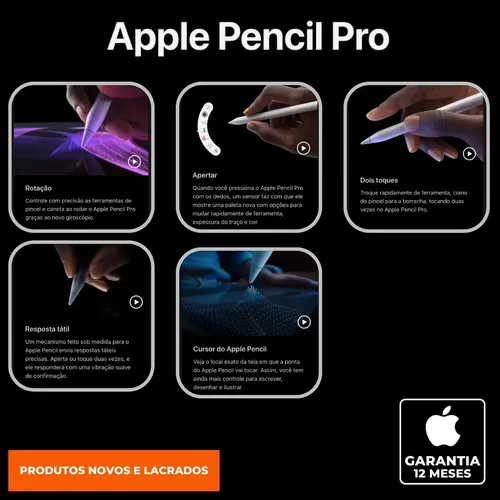 Apple Pencil Pro Caneta Branca Original Nova Garantia 1 Ano