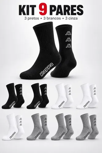 Kit 9 Pares Meias Kappa Algodão Cano Médio Conforto Original Sortidas 38-43