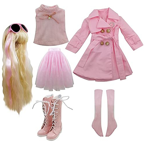 Proudoll Daily Outfits Wig Skirt T-shirt Coat Stocking Sungl