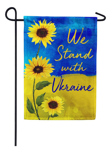 America Forever We Stand With Ucrania Bandera De Jardín 12.5