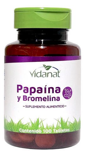 Enzimas Digestivas Papaína Bromelina 100 Tabletas Vidanat