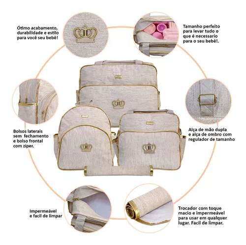 Mochila Bebe Maternidade Menina p/ Mamae Kit com Trocador em