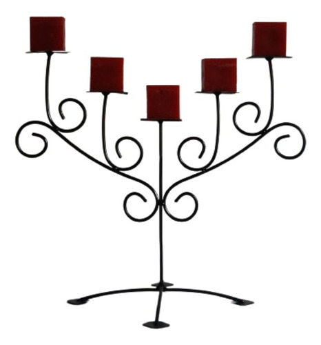 Candelabro Artesanal Para 5 Velas Cortas 