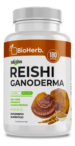 Hongo Reishi Ganoderma 100% Puro - Bioherb - 180 Días Sin Sabor