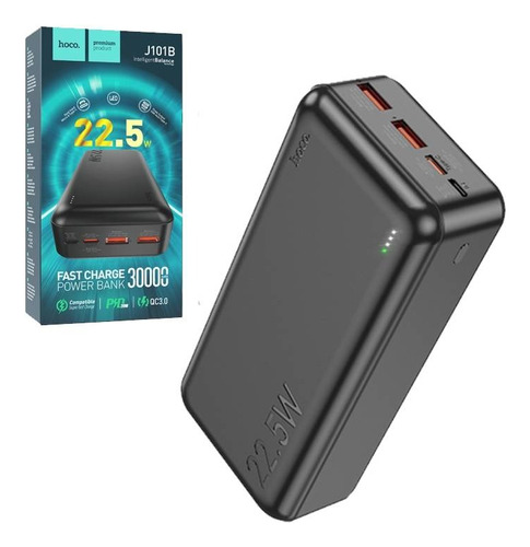 Cargador Carga Rápida Hoco J101b 30.000mah 22.5w Negro 