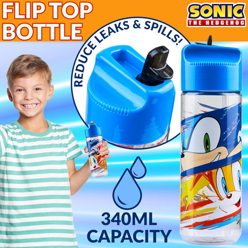 Fiambrera Sonic The Hedgehog Con Compartimentos Y Botella De