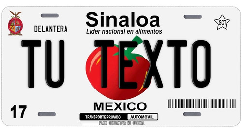Placas Para Auto Personalizadas Sinaloa Tomate