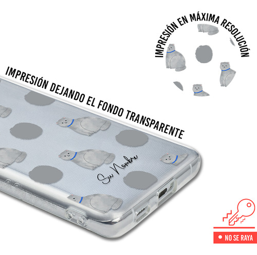 Funda Para LG Para Mujer Gatito Gris Con Personalizacion
