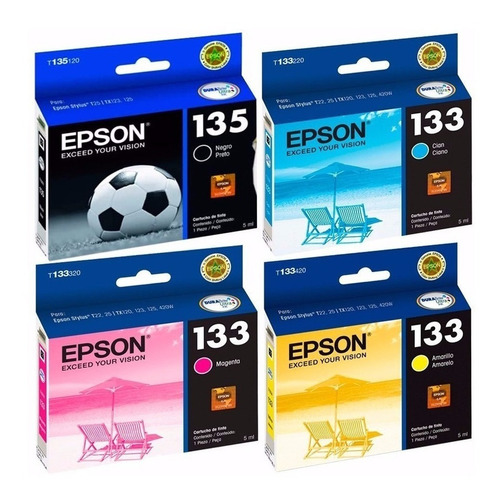 Combo Cartuchos Epson Original T135 T133 T25 Tx125 Tx135