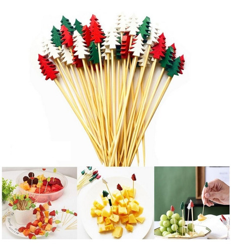 50 Espetinhos Natal Coquetel Petisco Bambu Decoração Festa ! | MercadoLivre