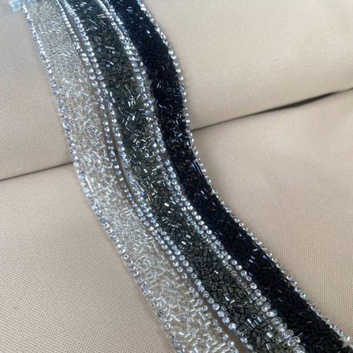Tira Strass Simil Cristal Canutillos Termoadhesiva Textil