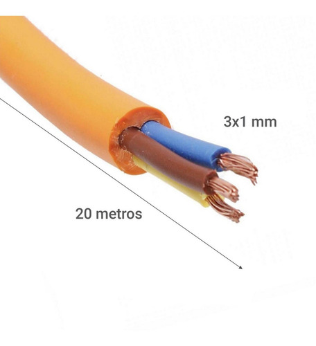 Cordón Eléctrico 3x1 Mm 20 M Naranjo
