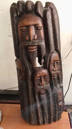 Talla Escultura Rastafari Arte Jamaicano Caoba 75 Cm