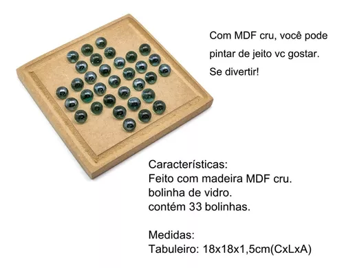 Resta 1 Um 32 Bolinhas Gude Jogo Tabuleiro Educativo Madeira em Promoção na  Americanas