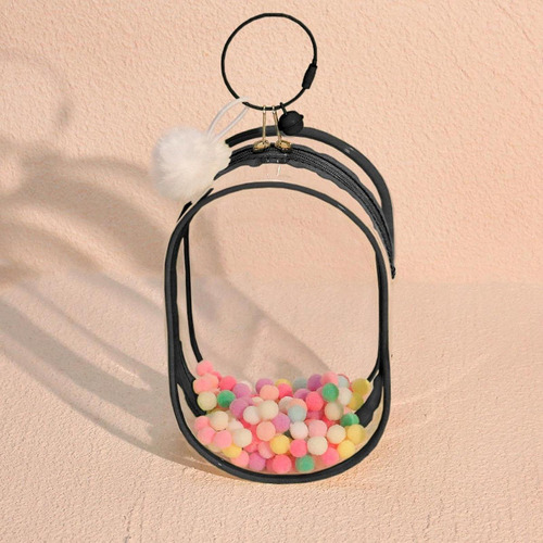 Estojo Para Figuras Minúsculas, Mini Bolsa Preto Com Bola