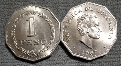 2 Monedas De 1 Peso Del Año 1967, Única Fecha, Estado Unc 