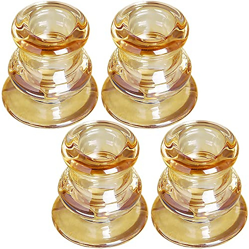 Portavelas De Cristal Transparente, Juego De 2 Portavelas.