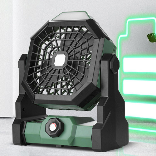Ventilador De Camping Con Linterna Led, Ventilador Naranja