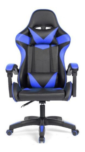 Cadeira de escritório Prizi PZ1005 gamer ergonômica  azul com estofado de couro sintético
